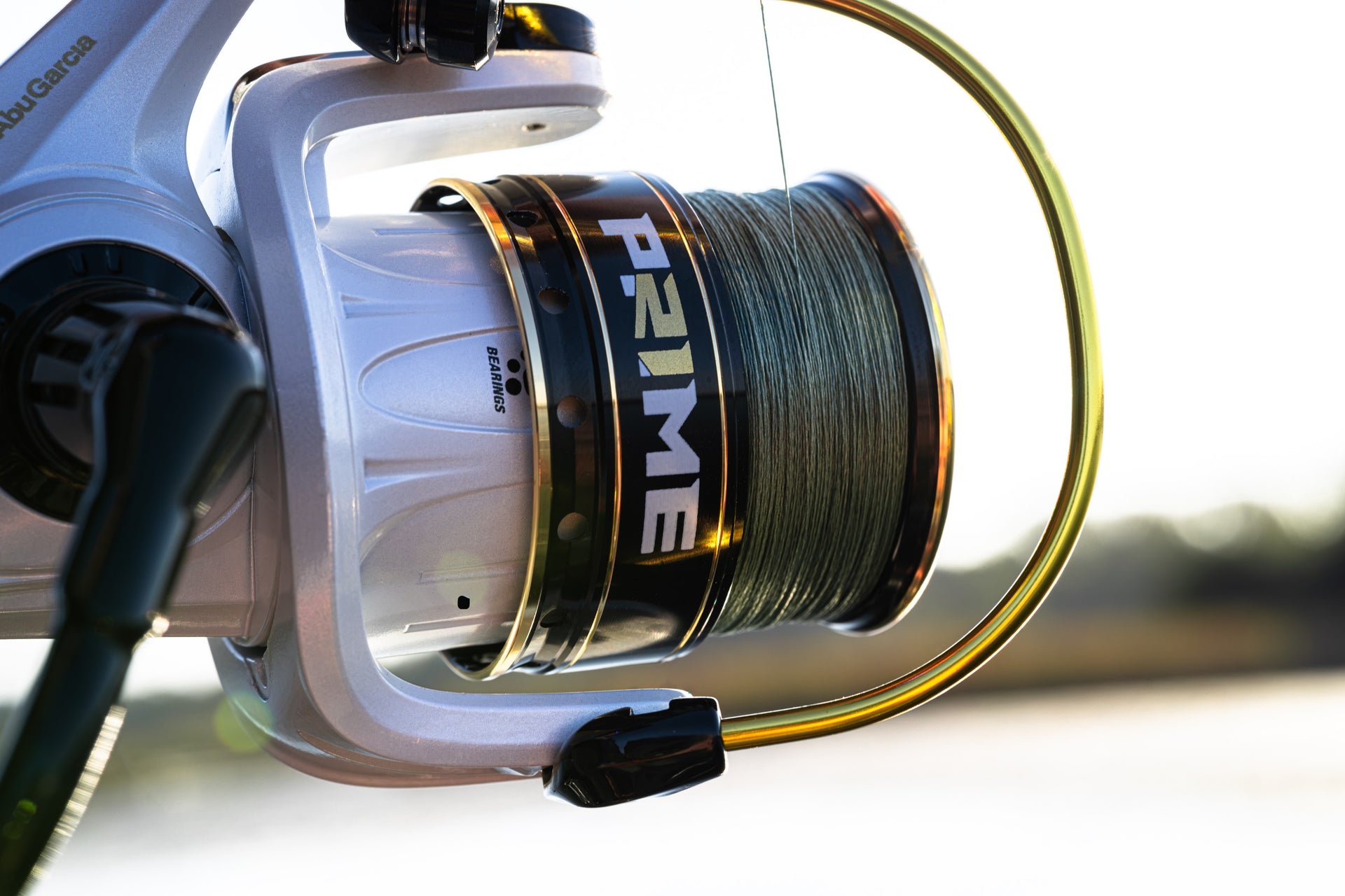 Close up of a Abu Garcia x PRIME21 Spinning Reel