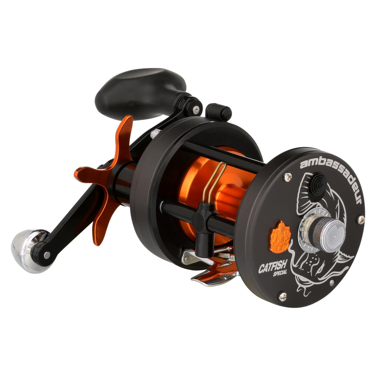 abu garcia 7000 catfish special round reel C3 Duragear brass main gear for extended gear life and a four pin centrifugal brake for controlled casts. Abu Garcia Reel Catfish 1000