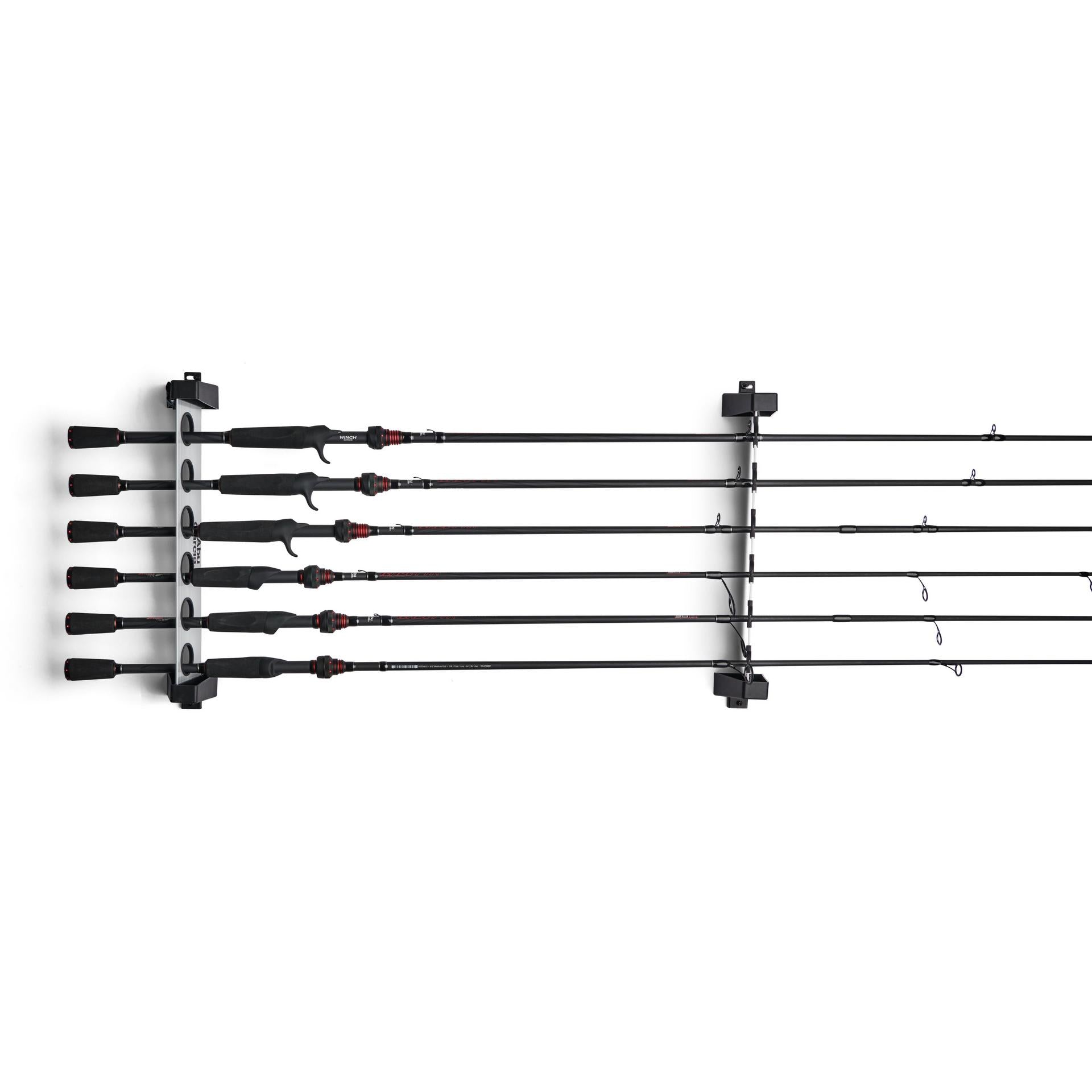 Eyotto Fishing Rod Rack Vertical Holder Horizontal Wall Mount Boat Pole Stand Storages, Size: 6 Fishing Rods, Black