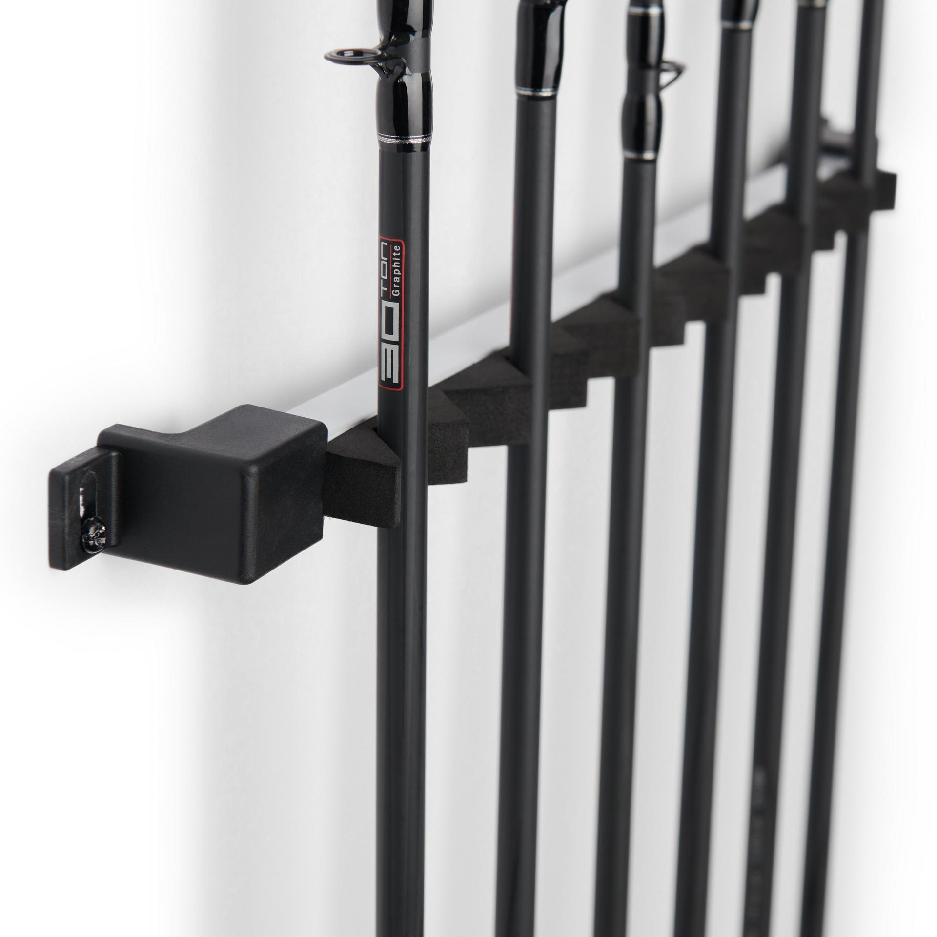 Goture Vertical Fishing Rod Holder, Wall Mounted Fishing Rod Storage Rack,  Hold up to 10 Rods and 5 Combos,Fit Most Rods of Diameter 5-13mm(Black,  1Pack) 