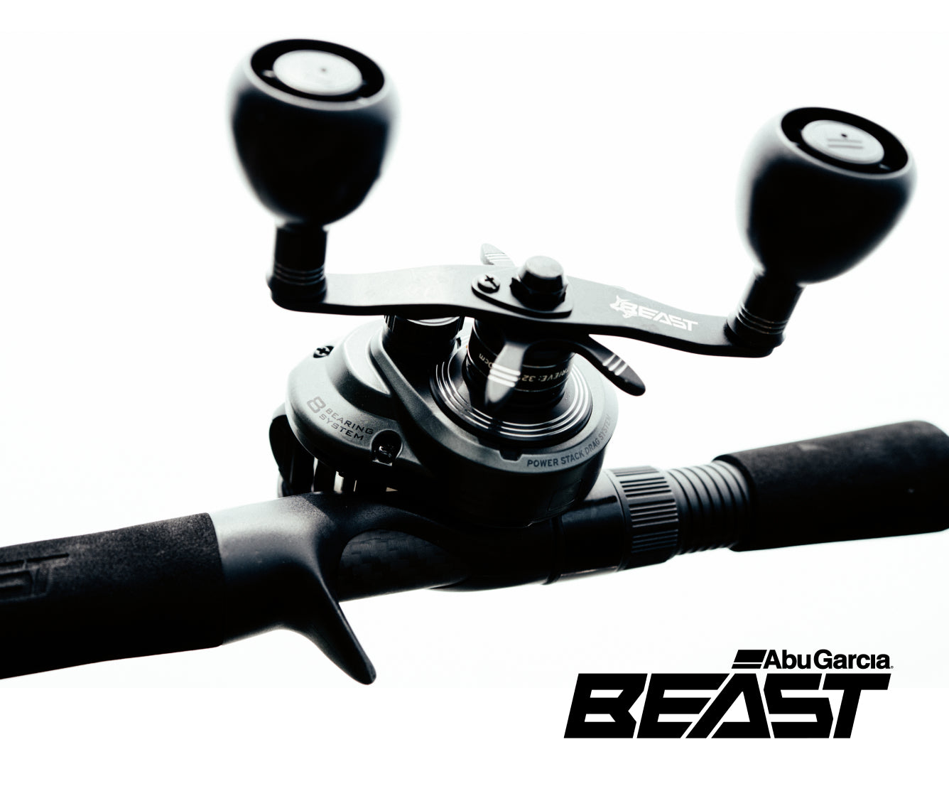 Fishing reel with Abu Garcia Beast™ Collection logo on a white background